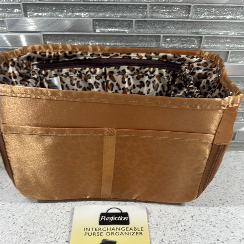 Brown Cosmetic Bag Organizer with Multiple Compartments - Picture 4 of 6